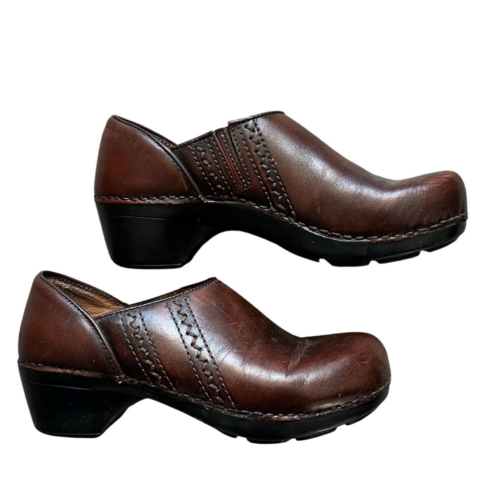 Dansko Dark Brown Black Leather Clogs Size 6